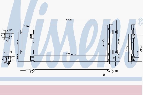 Chladič klimatizace 767x367x16 MAN TGX, TGS od 10.2007