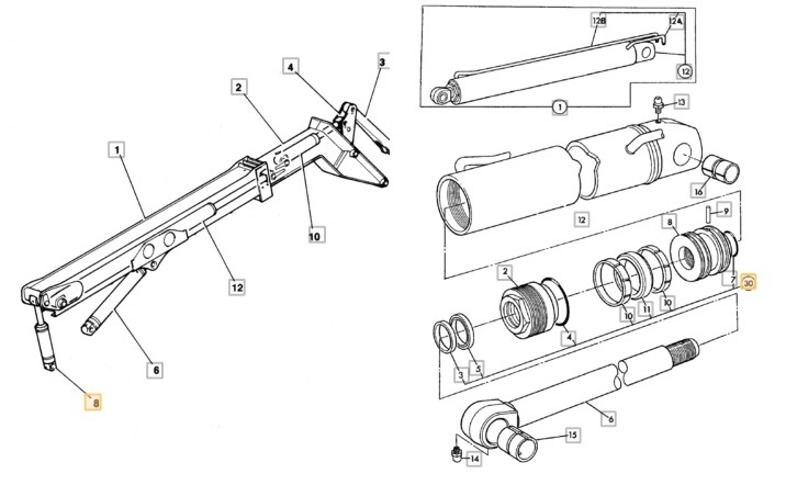 Těsnění servomotoru DISPLACEMENT 60x120mm sada JCB 3CX,4CX teleskopický nakladač