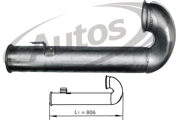 Trubka výfuku koncová 806mm DAF 95XF, CF75, CF85 od 12/2000