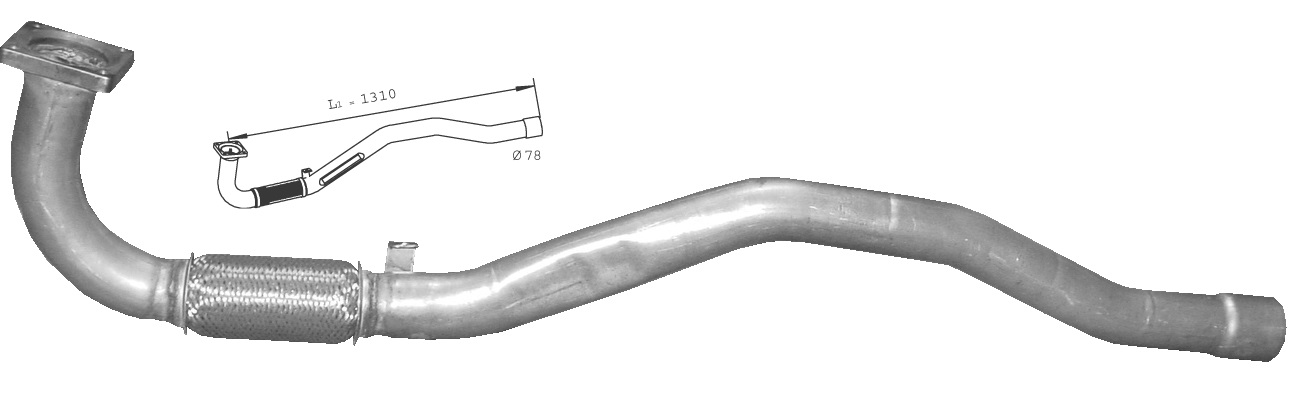 Trubka výfuku přední 1310mm IVECO E.Cargo Tector 75/100/120