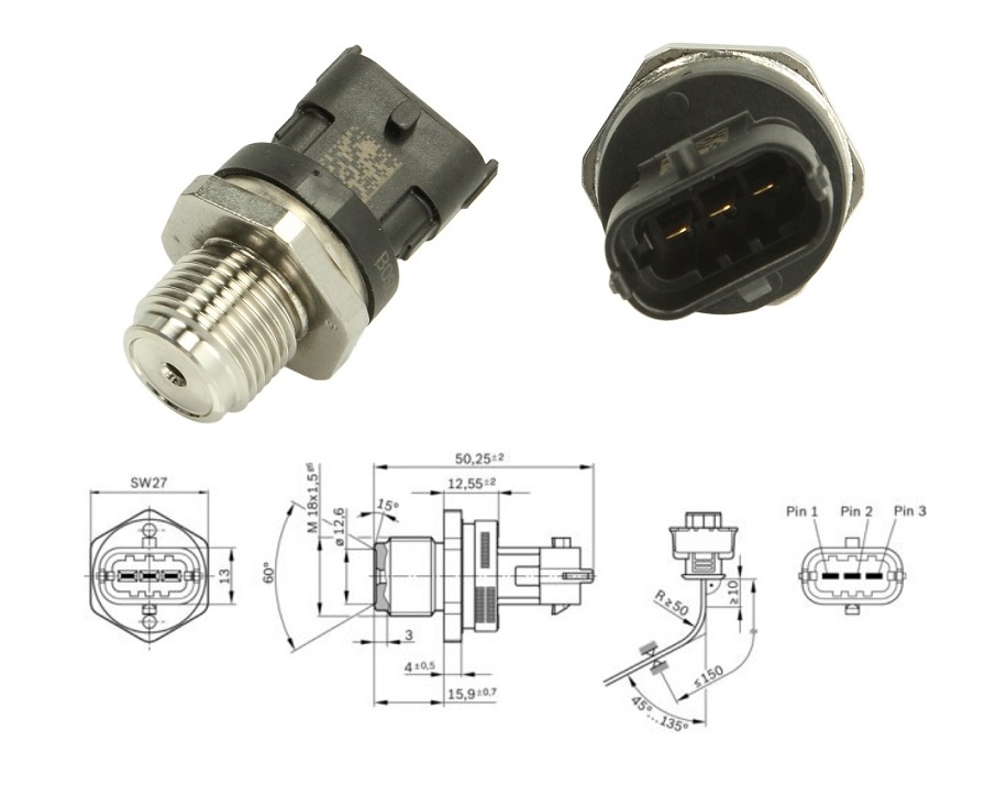 Snímač tlaku paliva MAN TGX, HOCL, IVECO E.Cargo I-III/ IV/V, IRISBUS Crossway 7B220-NEF
