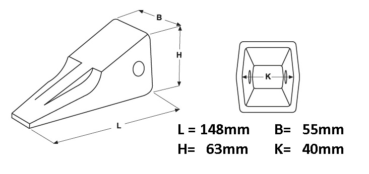 Zub skalní tvrzený - korunka J200 CATERPILLAR