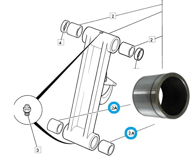 Pouzdro čepu 55,5x44,6x47 zadního ramene JCB 2DX, 3CX, 3DX, 4CX, 