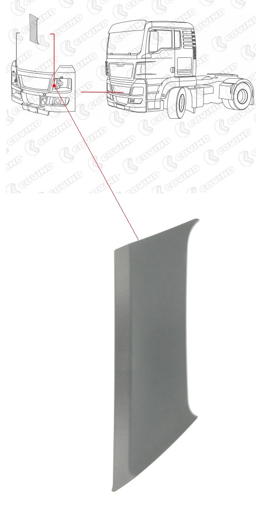 Kryt nárazníku předního - uložení světlometu L MAN TGX, TGS od 09.2007