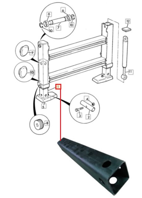 Noha stabilizátoru - podpěra JCB 3CX, 4CX