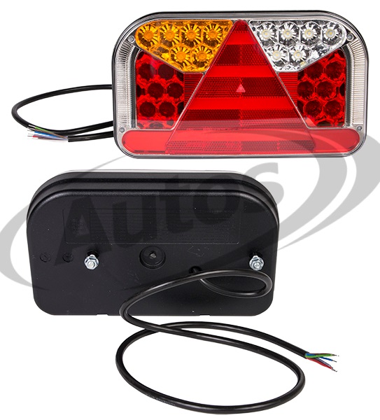 Svítilna zadní 7-dílná 12V/33V L  FT-170PT LED s trojúhelníkem a osvětlením SPZ, kabel 1m