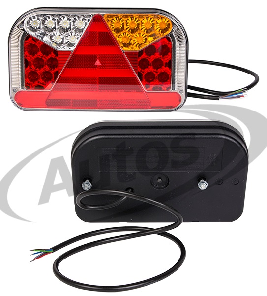 Svítilna zadní 7-dílná 12V/33V P  FT-170PT LED s trojúhelníkem a osvětlením SPZ, kabel 1m