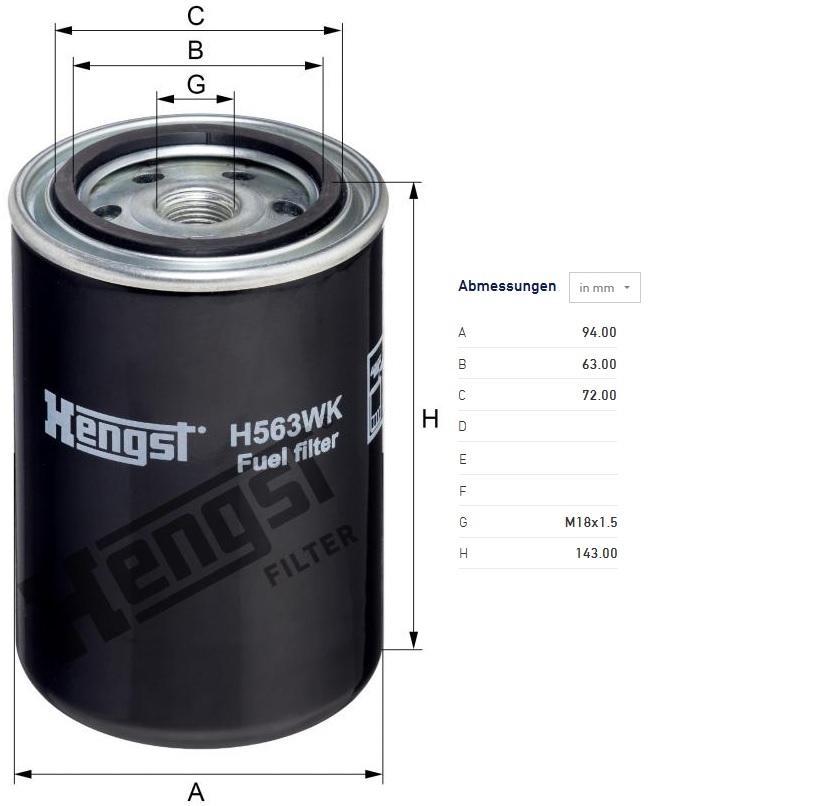 Filtr paliva ATLAS, CLAAS, DEUTZ TCD, KRAMER,  LINDE, LIEBHERR, TEREX, WACKER