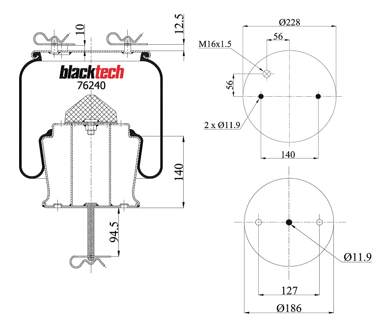 Vlnovec pérování RML 76240C železný zvon SCANIA BUS K420 