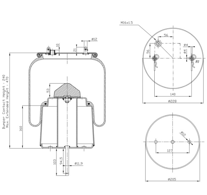 Vlnovec pérování kompletní - železný zvon ZN L/P SCANIA série 4 ADA 1300/ F,K,N ADA 1300