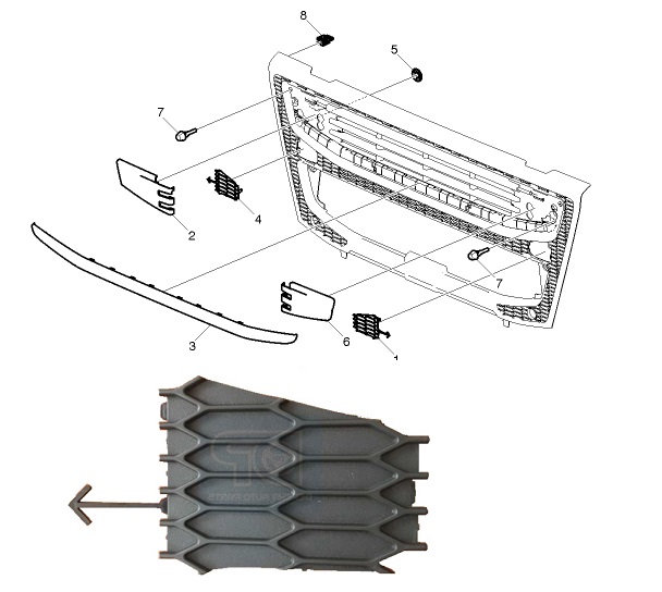 Krytka masky kabiny spodní P VOLVO FH12, FH16