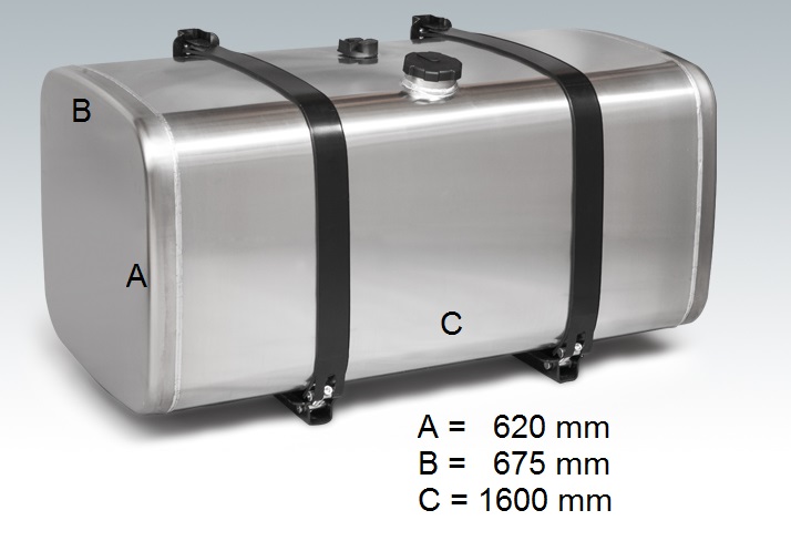 Nádrž paliva 600 l /620x675x1600 Al kompletní MAN, DAF, IVECO
