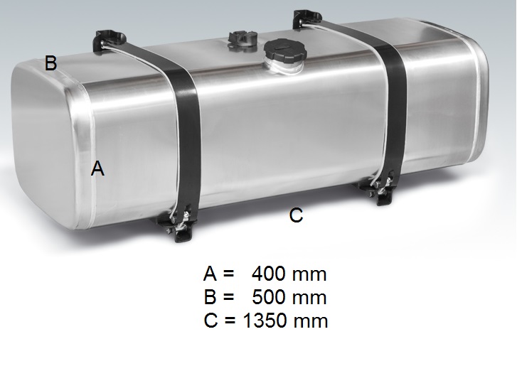 Nádrž paliva 250 l /400x500x1350 Al kompletní MERCEDES Atego, MITSUBISHI, HINO