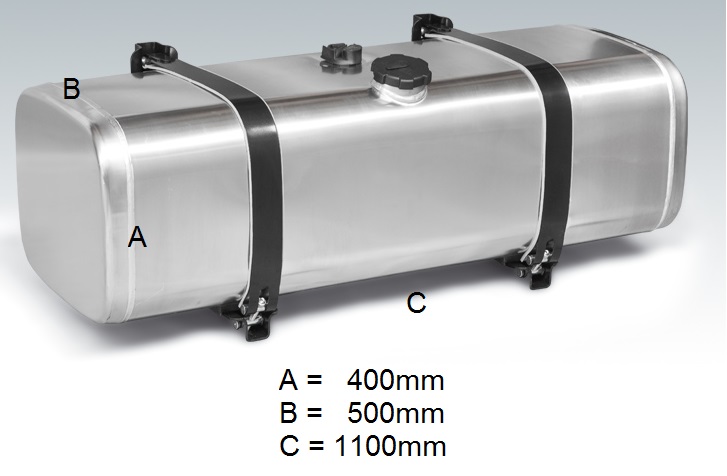 Nádrž paliva 200 l /400x500x1100 Al kompletní MERCEDES Atego, MITSUBISHI, HINO