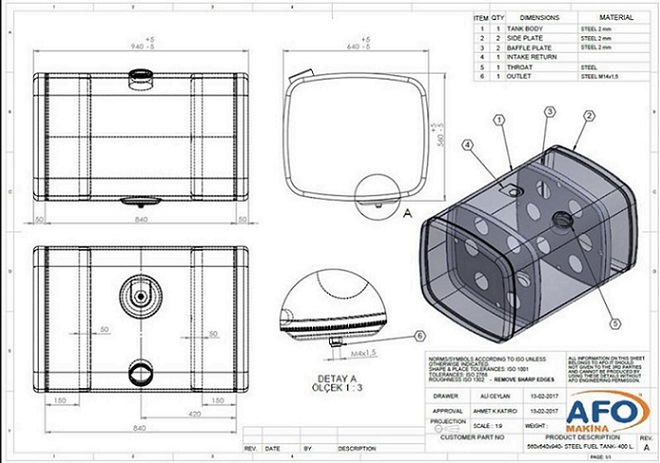 Nádrž paliva 300 l /560x640x940 Fe kompletní MERCEDES