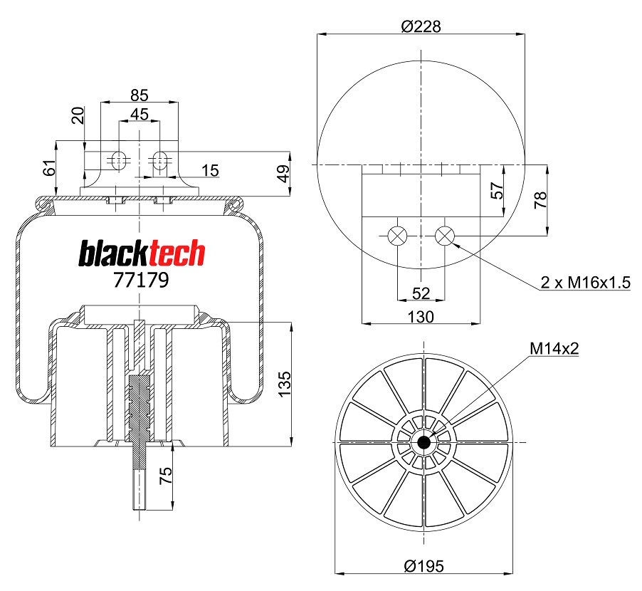 Vlnovec pérování kompletní - plastový zvon IVECO E.Star, E.Tech, Stralis AS/AD/AT od 2012