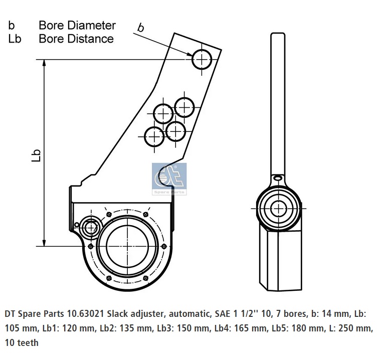 Páka brzdy automat SAE 1 1/2" 10z 250mm GIGANT, SAE/SMB