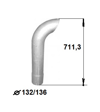 Trubka výfuku zadní 712mm IVECO E.Tech MH/MP, E.Trakker, Stralis, Trakker Euro 3/4/5