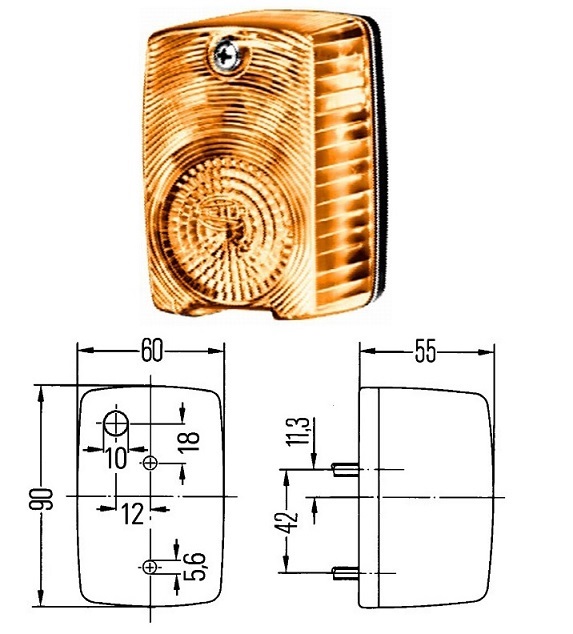 Svítilna směrová přední oranžová L/P P21W LIEBHERR, CASE IH, TEREX, HAKO, FAUN, BOMAG