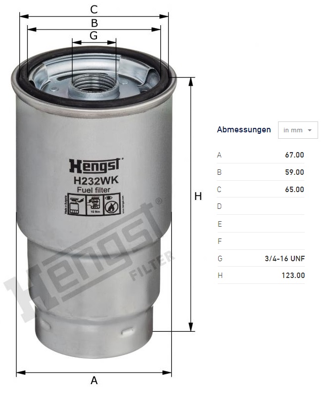 Filtr paliva TOYOTA Avensis, Carina, Corolla, KOMATSU PC/ PW/ WA-WD, LEXUS IS II