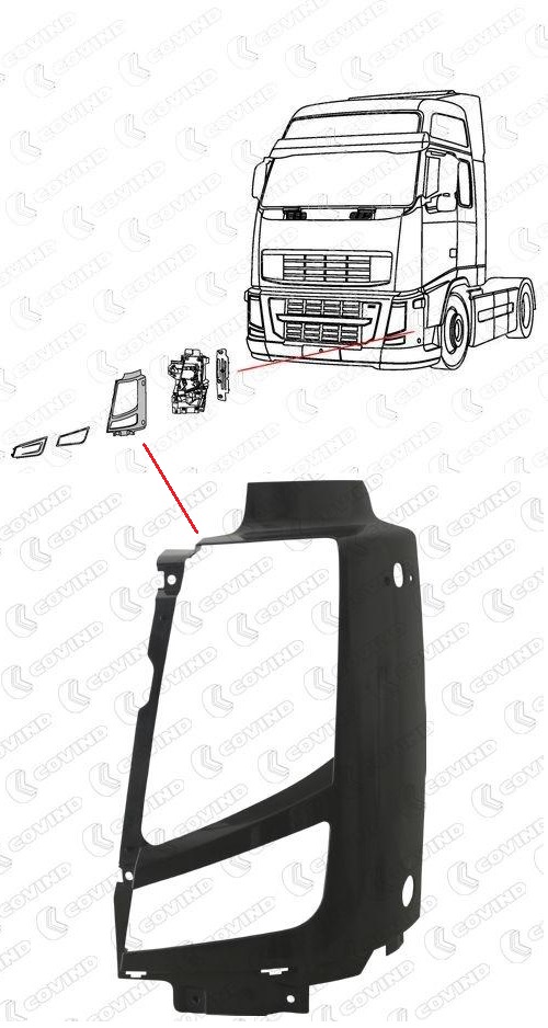 Kryt hlavního světlometu L VOLVO FH od 06.2008