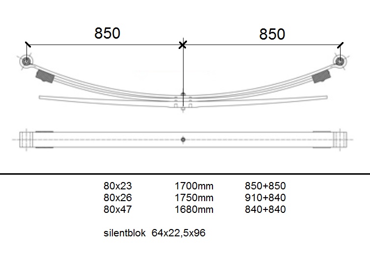 Pero listové 850/850 3 listy zesílené ZN MERCEDES Atego 1317