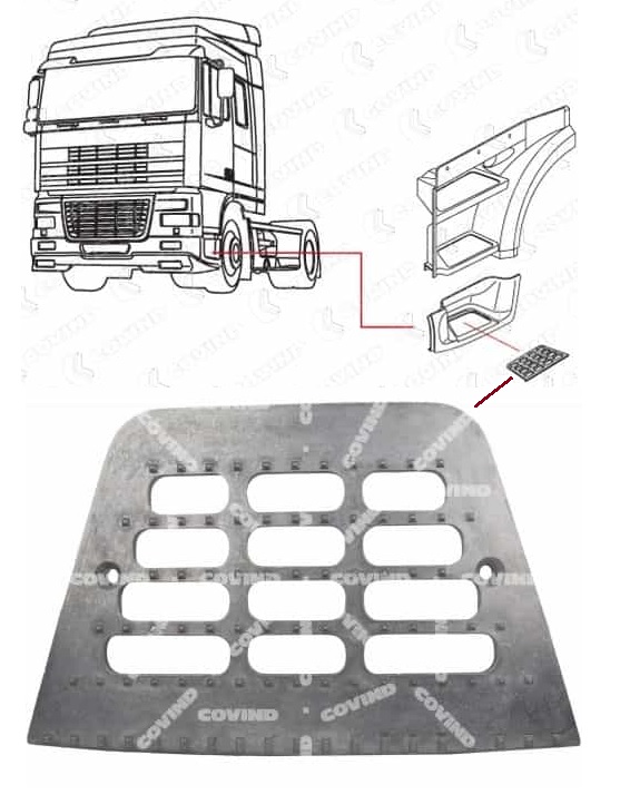 Nášlap schodu kabiny spodní L DAF 95XF, XF95, XF105