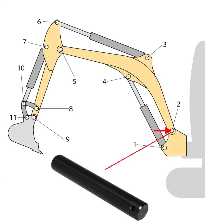 Čep otočný ramena lžíce 45x285 JCB Mini Exavator 8025 803 804