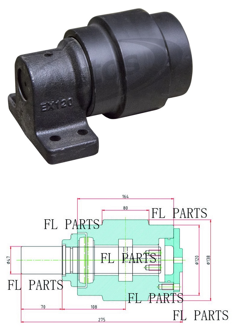 Rolna pásu horní pr.138x164/275mm CAT 311 311B 311C 312 312B 315 315B 315C 315D 316E 317 3