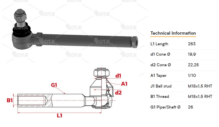 Hlava tyče řízení CASE-IH, NEW HOLLAND, ZETOR, CARRARO, VOLVO CONSTRUCTION