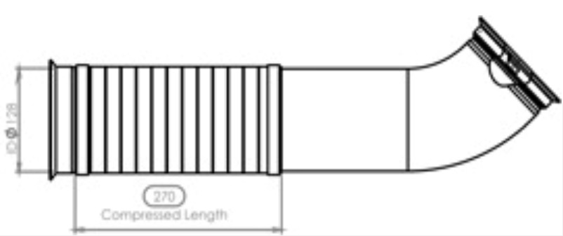 Trubka výfuku s pružným dílem 128x270 DAF XF105, CF85 Euro 4/5 od 09.2005 