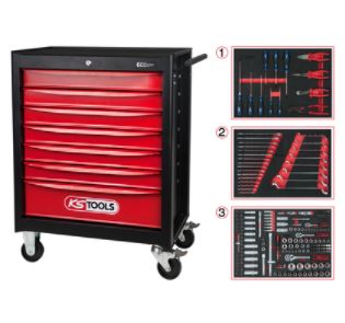 Vozík na nářadí 7 zásuvek + 215 ks nářadí KS TOOLS Ecoline