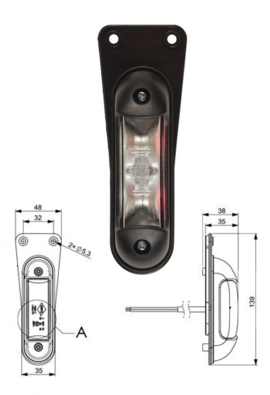 Svítilna poziční 12V/24V 0,8/1,7W 4xLED č/b, na gumě, kabel 0,5m