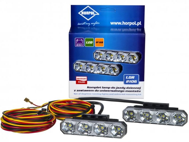Svítilna denního svícení 12V/24V 6+6W 4xLED sada, s kabelem 