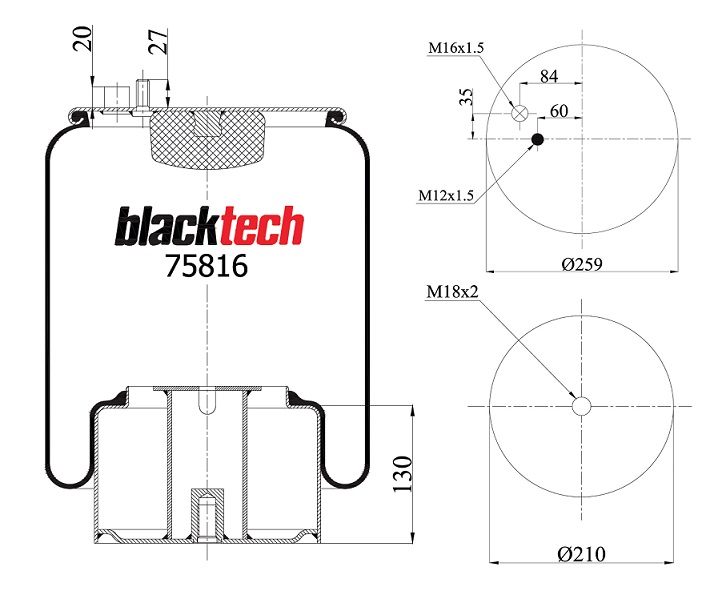 Vlnovec pérování RML 75816 C3 železný zvon MAN TGA