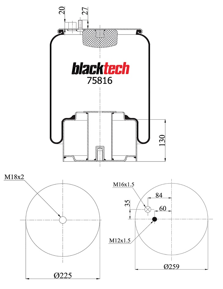 Vlnovec pérování RML 75816 C4 železný zvon ZN MAN TGA,TGS,TGX