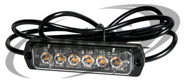 Svítilna výstražná 12V/24V 6xLED oranžová, kabel 1,5m