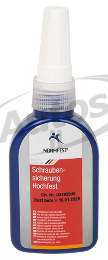 Lepidlo zajištění šroubů NORMFEST - vysoká pevnost, červený od -55/+150 °C , 50 ml 