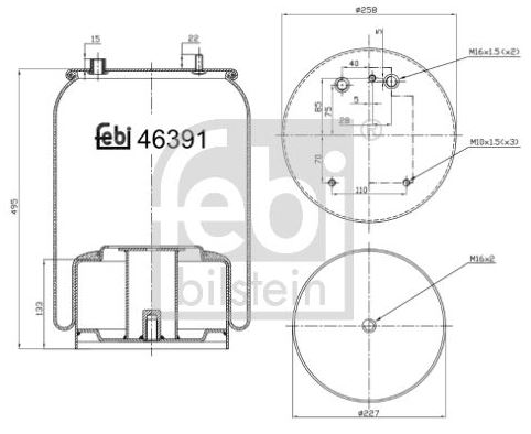 Vlnovec pérování kompletní - železný zvon DAF CF75/85, XF95/105