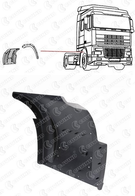 Blatník kabiny zadní P DAF 65CF/75CF/85CF, XF95, CF65/CF75/CF85 do 2013, XF105 od 2005