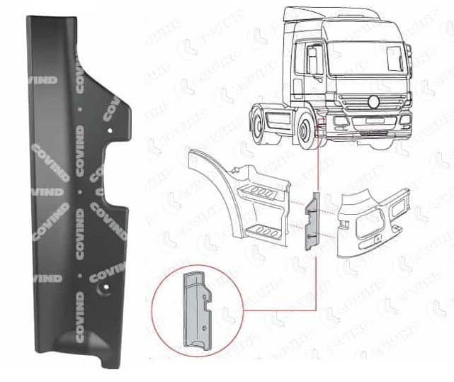 Kryt schodu kabiny - nárazníku P MERCEDES Actros MP2, MegaSpace od 10.2002 do 06.2008