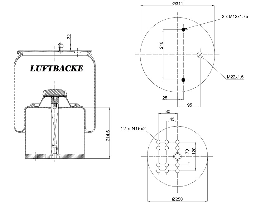 Vlnovec pérování kompletní - železný zvon BPW typ 36-1