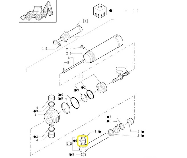 Pouzdro čepu kyvného válce 45,5x55x51 CASE 580 695  NEW HOLLAND LB NH B 90 110 115