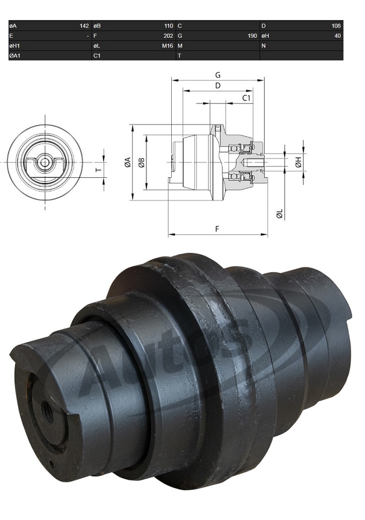 Kladka pásu nosná - spodní pr.142mm JCB Mini 805-806