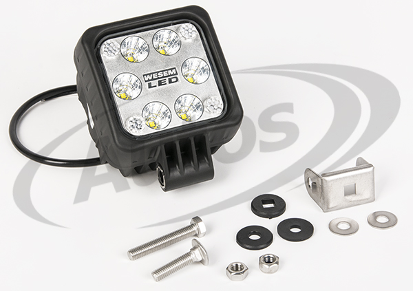 Světlomet pracovní hranatý 100x100mm LED 12V/24V, 2500LM ,kabel 0,5m