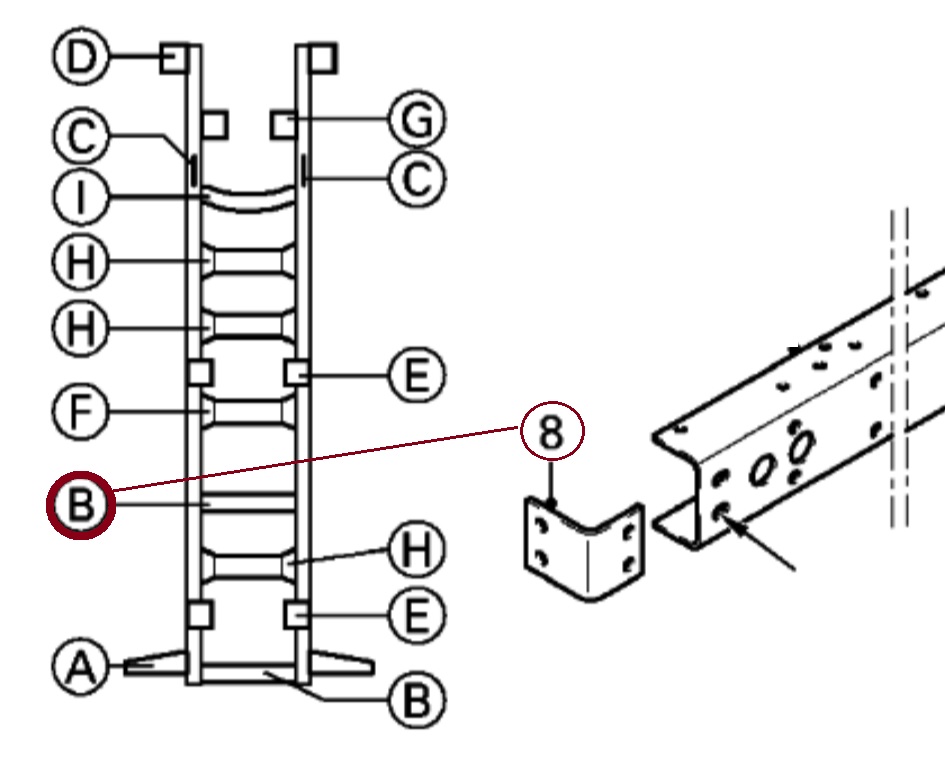 Podpěra "L" příčného nosníku rámu podvozku DAF  LF45