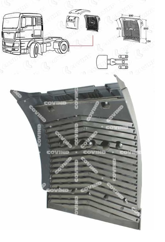 Blatník s rohoží zadní - zadní díl 690mm L/P MAN TGS,TGX, TGA