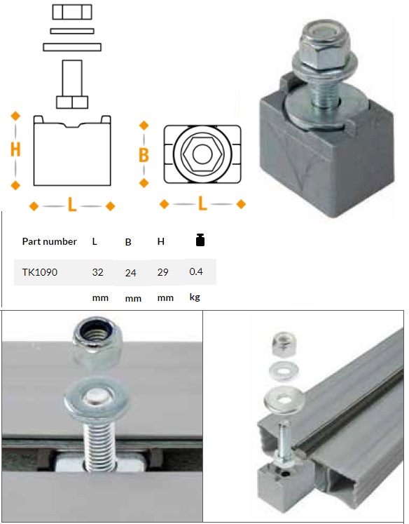 Držák montážní zábrany proti podjetí - do drážky