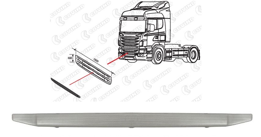 Mřížka spodní masky - spodní díl SCANIA P,G,R,T, od 01.2010