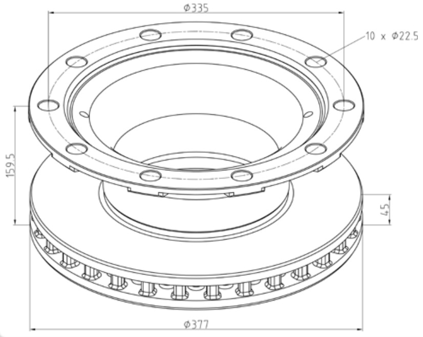 Kotouč brzdový 377x45x160 BPW SKH/SB3745, SKHBF 9010 Eco Plus 